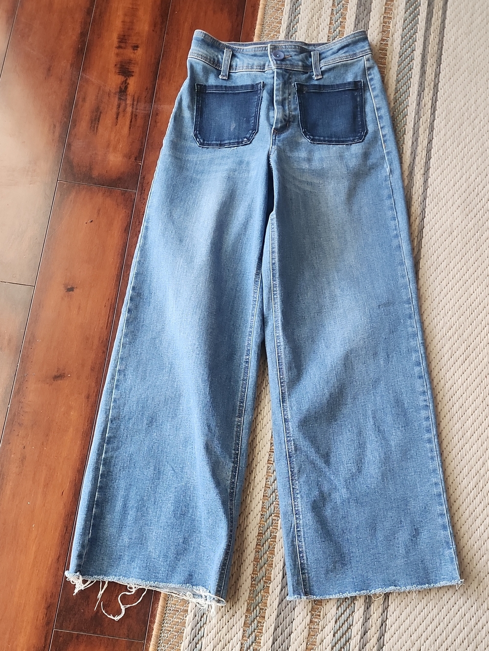 Oat New York Two-Tone Light Blue Wide Leg Jeans 27 4